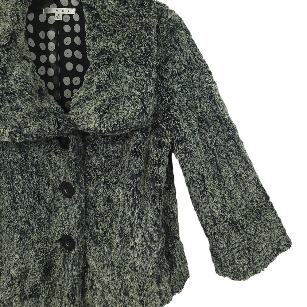 Cabi Chinchilly Faux Fur 3 Button Lined Jacket Womens S Gray Black Long Sleeve - Picture 12 of 16